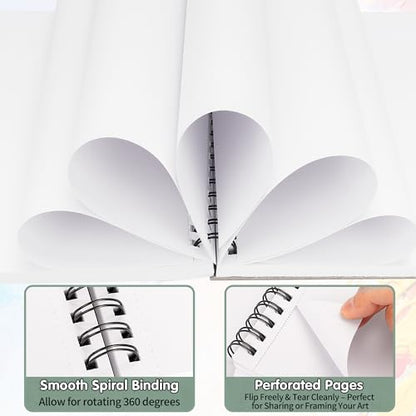 FIXSMITH 9"X12" Sketch Book, 100 Sheets, 68 lb/100gsm, 4 Pack Green - color: Sage Green, size: 9"x12"-4 Pack