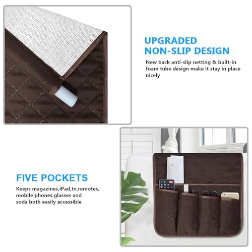 Armchair Caddy for Recliner, Non Slip Sofa Arm Organizer, Coffee - color: COFFEE-1