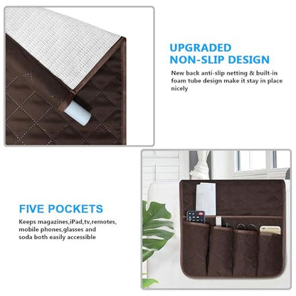 Armchair Caddy for Recliner, Non Slip Sofa Arm Organizer, Coffee - color: COFFEE-1
