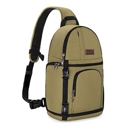 MOSISO Camera Sling Bag, Photography Shoulder Bag Compact Camera Backpack - color: Khaki