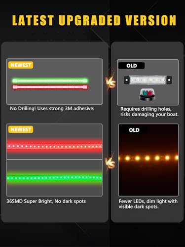 YM E-Bright Marine LED Navigation Light Strips, 12inch Red Green 12V 4PCS - color: 2 Pcs Green+2 Pcs Red, size: 12 inch