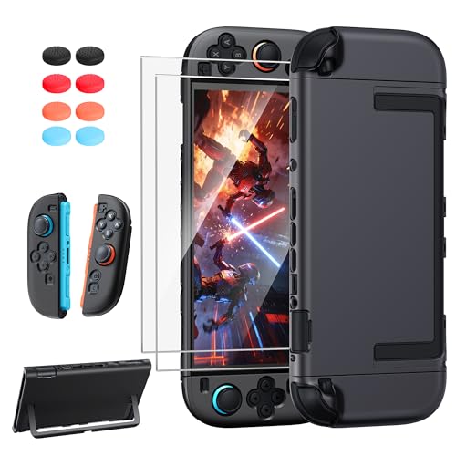 FYOUNG Upgrade Switch 2 Protective Case&Screen Protector Set,Dockable Cover - color: Black, size: for switch 2 7.9inch