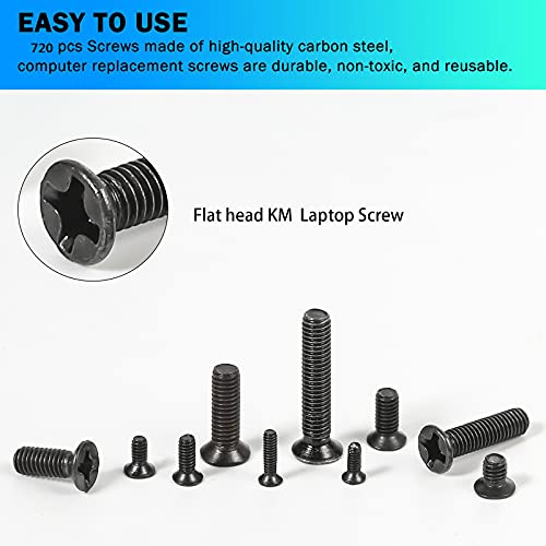 720pcs Laptop Notebook Screws Set,Replacement Computer Screws Kit,M1.4,M1.7,M2,M2.5,M3 countersunk Flat Head Phillips Mini Screw Set for Electronic Repair. - color: 720pcs