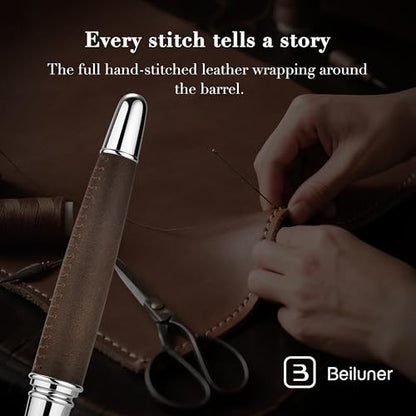 BEILUNER 318 Luxury, Elegant,Full Grain Oil Tan Crazy Horse Cowhide Leather - color: Deep brown