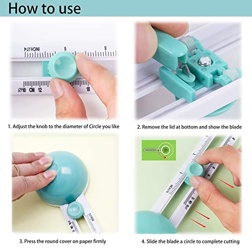 Circle Cutter, Rotary Circle Cutter Tool, Cut Circle Diameter 4'' to 12.5'' - color: Green