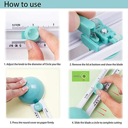 Circle Cutter, Rotary Circle Cutter Tool, Cut Circle Diameter 4'' to 12.5'' - color: Green
