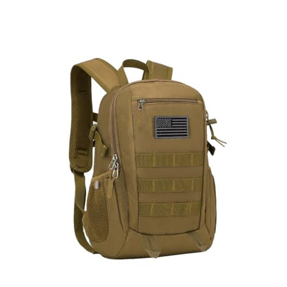 ArcEnCiel 10L/20L Mini X-Small Tactical Backpack MOLLE Daypack Gear Pack Camping Bag with Patch - color: Brown, size: 10L