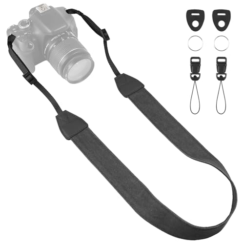 Universal Camera Strap - Camera Neck Strap, Adjustable Shoulder Straps Compatible with Canon, Fujifilm, Nikon, Olympus, Panasonic and other SLR and mirrorless cameras - Black - color: Black