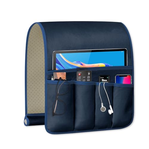 Remote Control Holder for Armchair Caddy, Remote Holder with 5 Pockets - color: Blue-A, size: 35"x12.4"