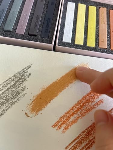MAIMOUFIN Sanded Pastel Paper Trial Pack of 5 Sheets&12-Pack Earth Tone Square Soft Pastels
