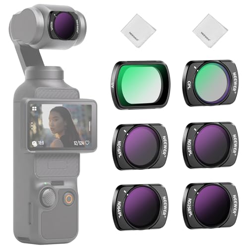 NEEWER Magnetic ND/PL + CPL + UV Filter Set Compatible with DJI Osmo Pocket 3 / Pocket 4 / Xtra Muse, ND16/PL ND32/PL ND64/PL ND256/PL Lens Filter Accessories Kit - style: 6 Pack ND/PL+CPL+UV w/Cleaning Cloth