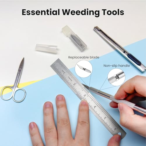 SHARKOOO 35 PCS Weeding Tools for Vinyl, Precision Craft Tools Set for Weeding Vinyl, Scrapbook Supplies Includes All Basics for Weeding, Scrapbooking, DIY Art - size: 35PCS