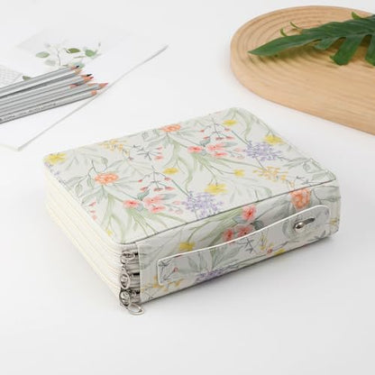 Canvas 120 Slots Pencil Case 3-Layer Zipped Holder w/Handle - color: White, size: 120