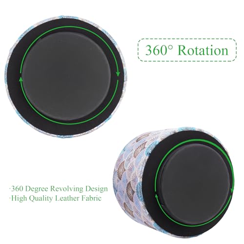 Round Leather Art Supply Organizer,Remote Control Holder,360-degree Rotating Pen Organizer with 4 Compartments(1-Peacock White) - color: 1-5Peacock White