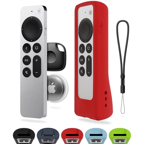 GripStand™ Scratch-Resistant Silicone Remote Cover for Apple TV – Compatible with AirTag, Fits Siri Apple TV 4K/HD (2nd & 3rd Gen), Stand-Up Design, Enhanced Grip, Fiery Red by 73&Sunny - color: Fiery Red