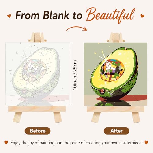 AUKELHJ 4 Pack Framed Paint by Numbers Kit for Adults, Fruit, 8x8 inch - color: 04-Fruit