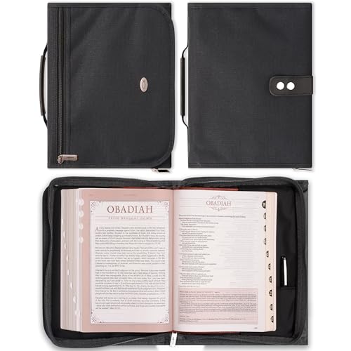 Christian Art Gifts Jesus Fish Badge Men/Women Tri-Fold Bible Cover - color: Poly Black, size: Large