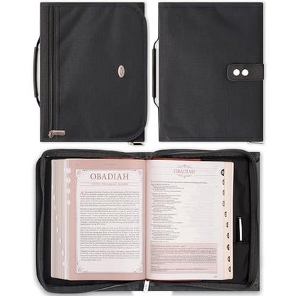 Christian Art Gifts Jesus Fish Badge Men/Women Tri-Fold Bible Cover - color: Poly Black, size: Large