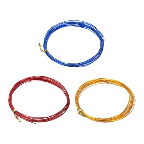 uxcell 3 Rolls 24 Gauge Flat Aluminum Wire, 16.40 ft Soft Craft Wire for Flower Bonsai Crafts Carving DIY Bezel Sculpting Gem Metal Wrap, Gold Tone, Red, Dark Blue - color: Gold Tone, Red, Dark Blue, size: 24 Gauge 1mm