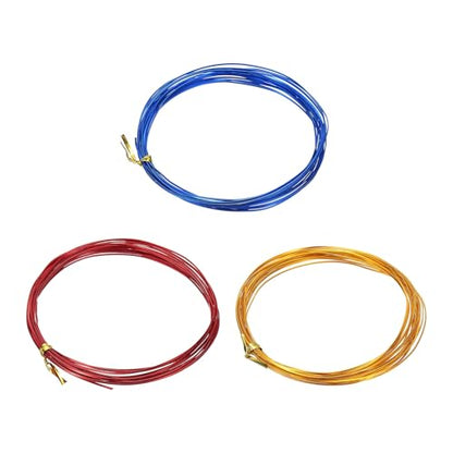 uxcell 3 Rolls 24 Gauge Flat Aluminum Wire, 16.40 ft Soft Craft Wire for Flower Bonsai Crafts Carving DIY Bezel Sculpting Gem Metal Wrap, Gold Tone, Red, Dark Blue - color: Gold Tone, Red, Dark Blue, size: 24 Gauge 1mm