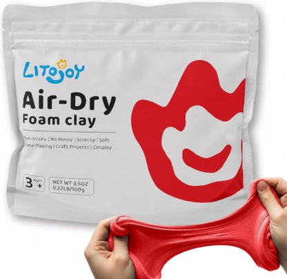 Red Air Dry Foam Clay 100g/3.5oz, Soft & Easy to Mold - color: Red