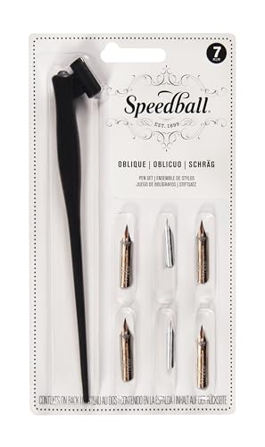 Speedball Oblique Pen Set - 1 Penholder w/ 4 Nibs, 2 Pen Points - style: Calligraphy Pen Sets