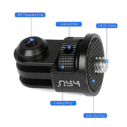 HSU Aluminum Camera Tripod Mount Adapter, 1/4"-20 Camera Mount (Black) - color: 2 Pack