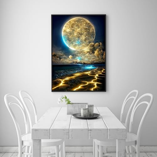 Moon Diamond Painting Kits for Adults, Beach Diamond Art Kits for Adults - color: Moon
