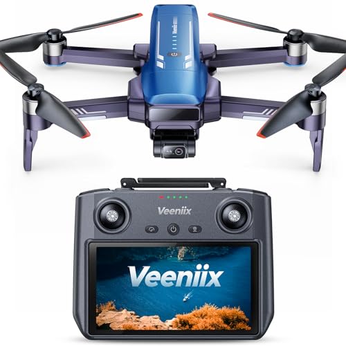 Veeniix V11PRO RC2 Drone for Adults 3-Axis Gimbal 8K Camera Screen Remote - color: Blue and White