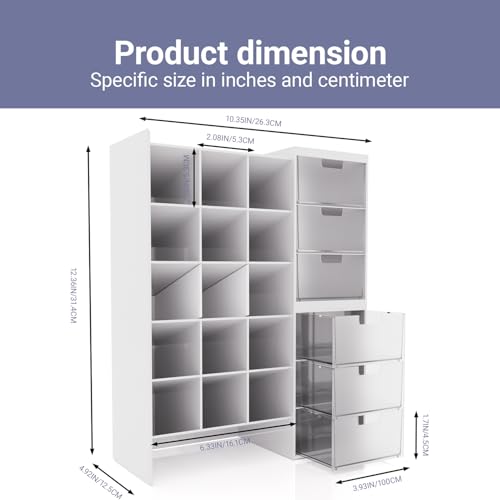 White Plastic Desktop Organizer – Stackable Office Desk Supplies Storage, Stationary,Marker,Crayon Organizer with Drawer – Perfect for Office, School, or Makeup Storage
