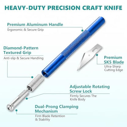 Precision hobby knife set, Craft Knife Blades Angles Steel Ruler - color: Black