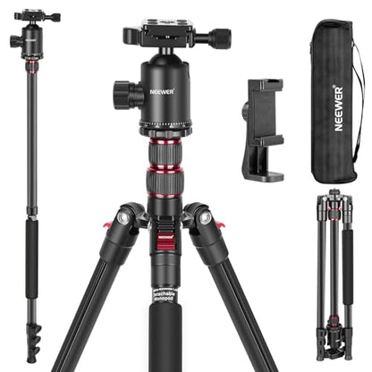 NEEWER 77 Inch Camera Tripod Monopod for DSLR & Phone, Aluminum, TP77 - style: Travel Tripod