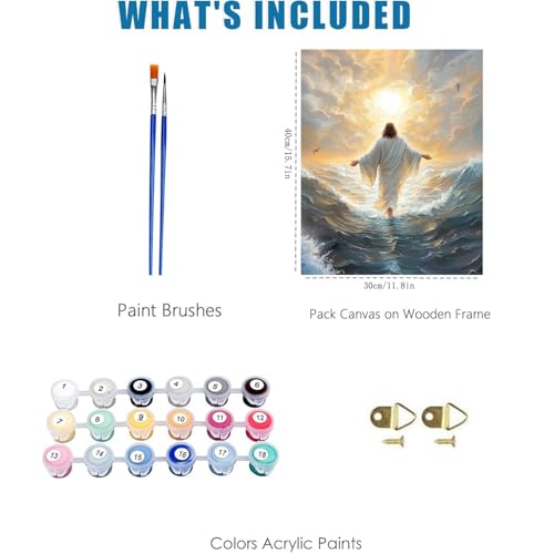 Jesus Paint by Numbers Kit for Adults Framed Canvas 12X16 in, Frameworkless - color: YH02829