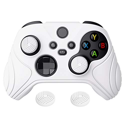 eXtremeRate PlayVital Samurai Edition White Anti-slip Controller Grip Silicone Skin for Xbox Core Wireless Controller, Ergonomic Protective Case Cover for Xbox Series S/X Controller w/Thumb Grips - color: White
