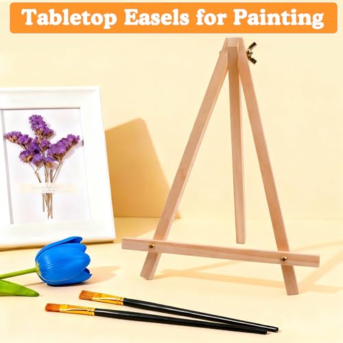 25 Pack 9" Wood Easels, Tabletop Tripod Stand for Painting Party & Crafts