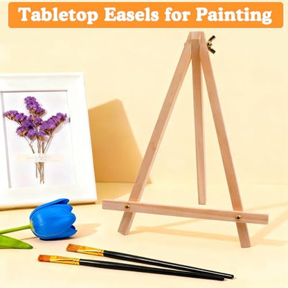 25 Pack 9" Wood Easels, Tabletop Tripod Stand for Painting Party & Crafts