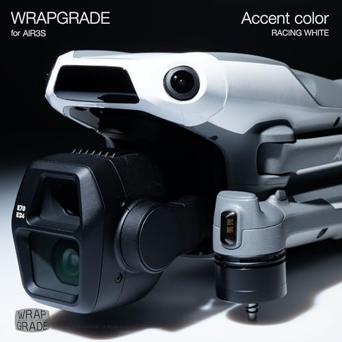 WRAPGRADE Skin Decal Sticker Accent Color Compatible with DJI Air 3S (Racing White) - color: Racing White
