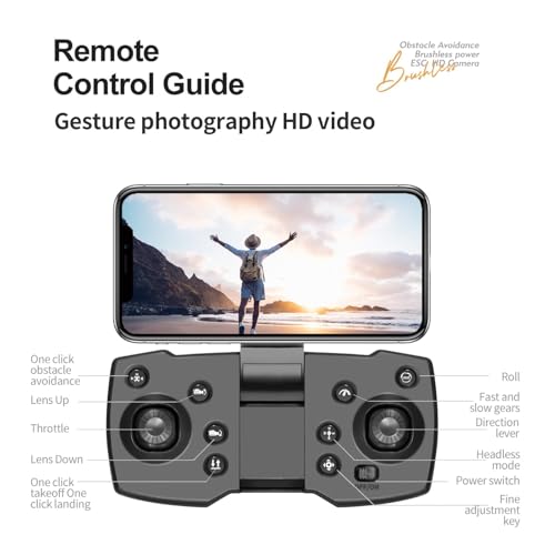4K UHD GPS Drone with Camera (Equipped with dual cameras), Foldable RC FPV Drone, small-scale Drone Control Quadcopter With Height Setting Function, Six-pass Gyroscope, Gesture Photo, Video Recording, Headless Mode, Emergency Stop, Trajectory Gravity Sens