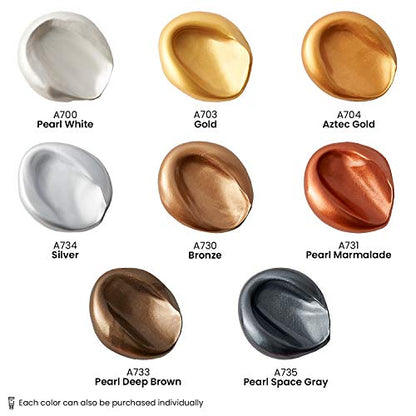 ARTEZA Metallic Acrylic Paint Set, 8 Classic Colors, 4.06 oz High-Viscosity - style: 8 x 120ml (4.06 fl oz) Metallic
