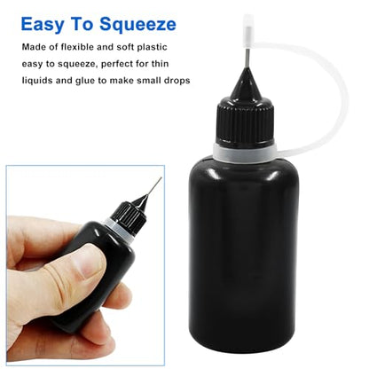 Piutouyar 30ml Plastic Bottle, 10pcs Fine Needle Tip Applicator, Black, for Crafting, Art Projects - size: 30ml