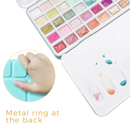 Artecho 50-Color Metallic Watercolor Paint Set with Easy-Hold Ring - style: 50 Colors Metallic