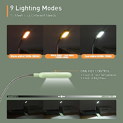 VAVOFO Rechargeable Reading Light, Clip on Book Light for Reading in Bed - color: Avocado Green