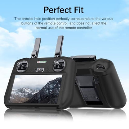 RC 2 Protective Silicone Cover for DJI RC2 Drone Remote Controller, Anti-Glare Screen Shade & Shockproof Case Controller Accessories,Compatible with Mini 5 Pro/Mini 4 Pro/Air 3S/Mavic 4 Pro - color: Black, style: RC2 Remote Controller