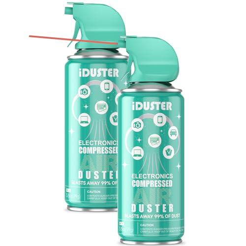 iDuster Compressed Air Duster Can - Canned Air Duster for Computers, Keyboard Cleaner Air Spray, 2 Cans, 3.5oz