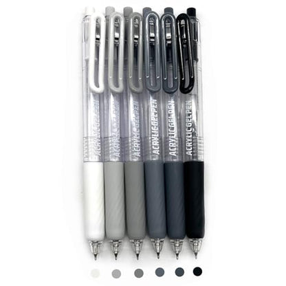 6 Colors 0.7mm Fine Pointed Acrylic Gel Pen Set,White - color: White