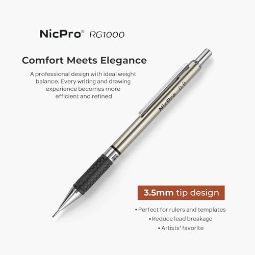 Nicpro 0.9 mm Art Mechanical Pencils Set in Case, 6 PCS - style: 6 Pack (0.9mm)