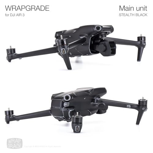 WRAPGRADE Skin Stickers Compatible with DJI Air 3 | Full Wrap (Stealth Black) - color: Stealth Black