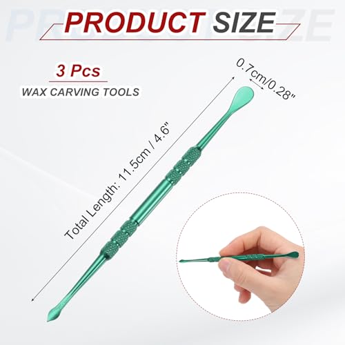 MECCANIXITY 3 Pcs Wax Carving Tools Stainless Steel 4.6 Inch Double-Headed Wax Carving Sculpting Tools for Modeling Sculpting Shaping, Green - color: Green