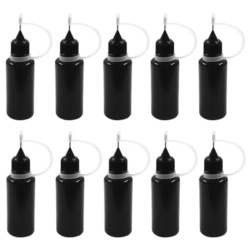 Piutouyar Bottle, 10pcs 20ml Plastic Black Fine Tip Applicator for Art Crafts, DIY, Acrylic Painting - size: 20ml