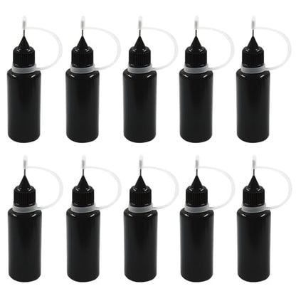 Piutouyar Bottle, 10pcs 20ml Plastic Black Fine Tip Applicator for Art Crafts, DIY, Acrylic Painting - size: 20ml
